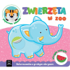 Aksjomat: Zwierzęta w zoo. Kolorowanka z grubym obrysem, okrągłe naklejki, papierowa zabawka