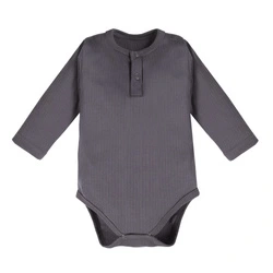 Eevi: Body z długim rękawem niemowlęce polo grafitowe r.86