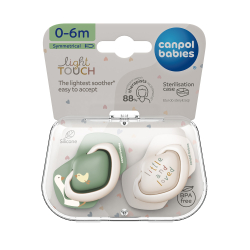 Canpol babies: Smoczek silikonowy Light touch 0-6m symetryczny GOOSE 2 szt.