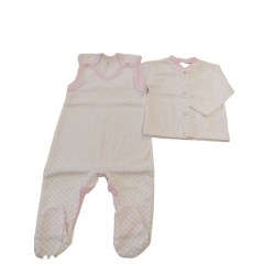 MK: Komplet bawełniany kaftan + śpioch biały w gwiazdki r. 62